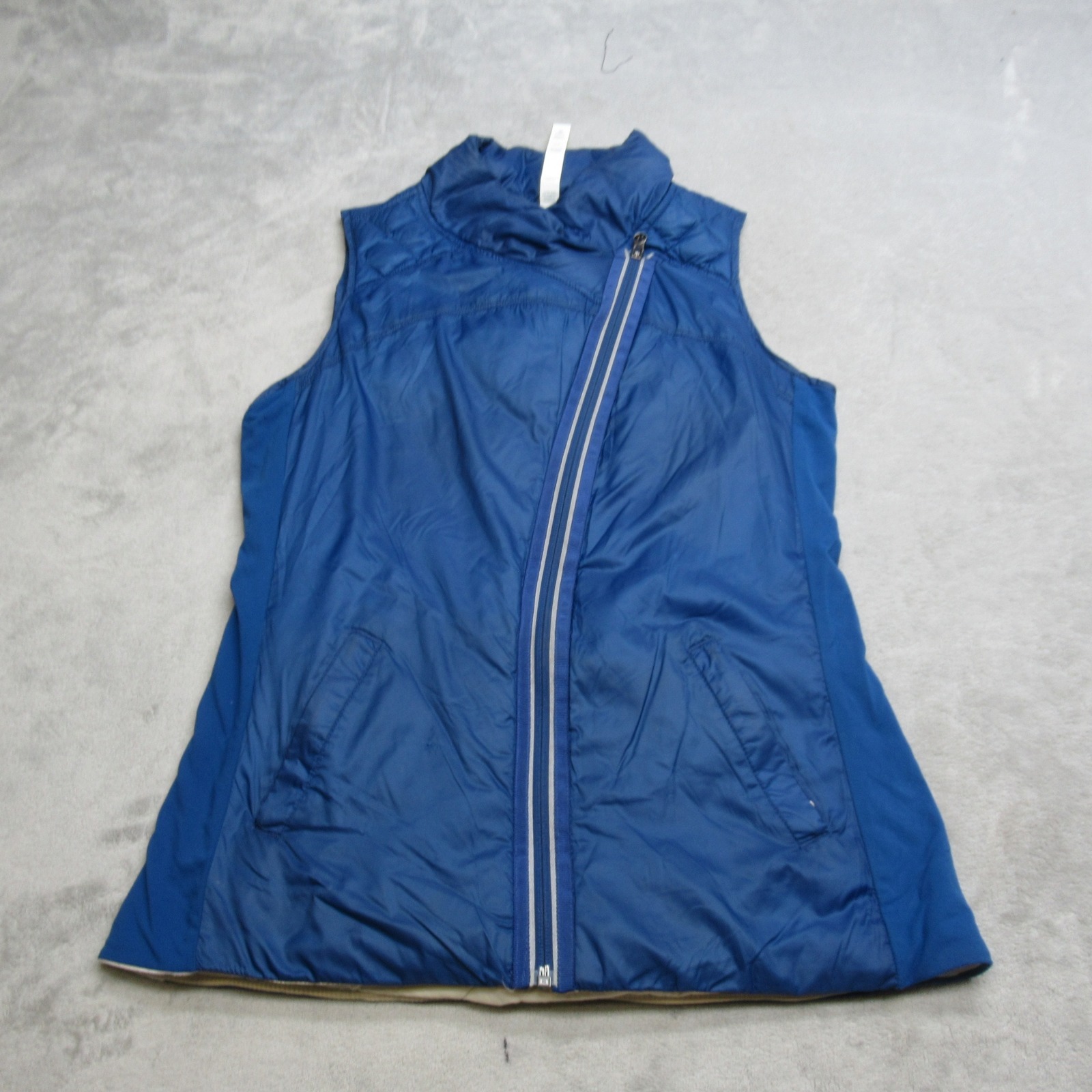 Lululemon Down Vest Women 8 Blue Insulated Reversible Quilt Light What The Fluff